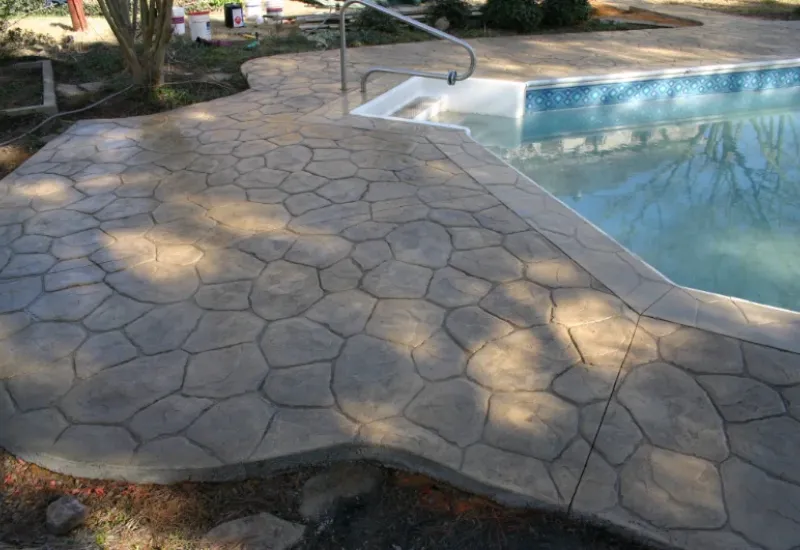 Decorative concrete pool deck.