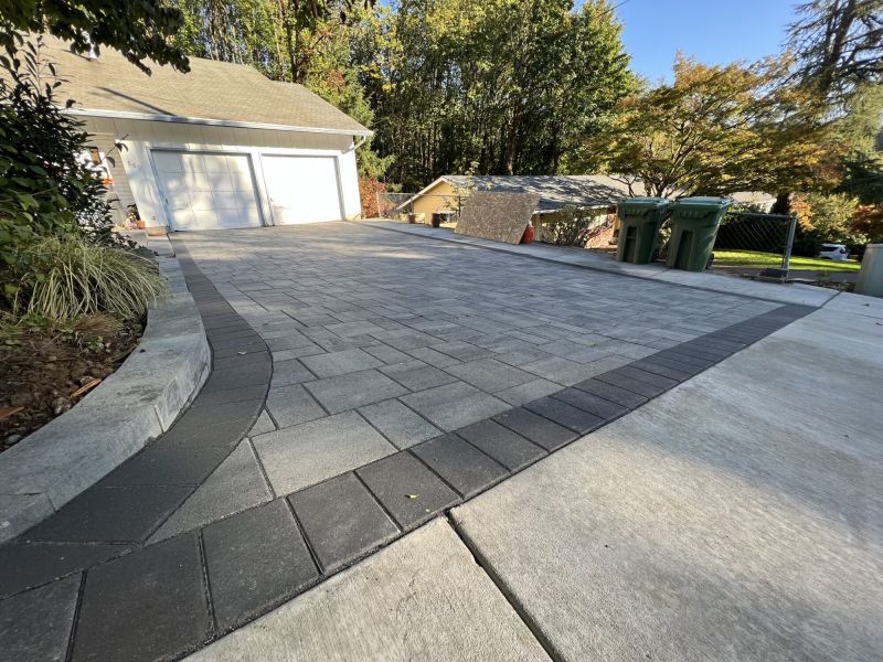 A unique walkway with pavers and concrete